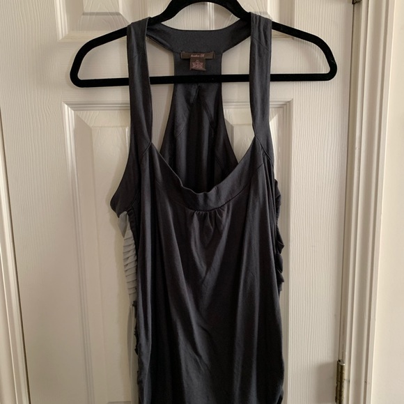 Feminine Grey and Cream Tank with Sheer Side Panel - Picture 2 of 5